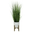 thumbnail image 4 of Flora Bunda Onion Grass in Cathedral Ceramic on Stand, 31-inch Length, Tabletop, Garden, Home Decor, 4 of 5
