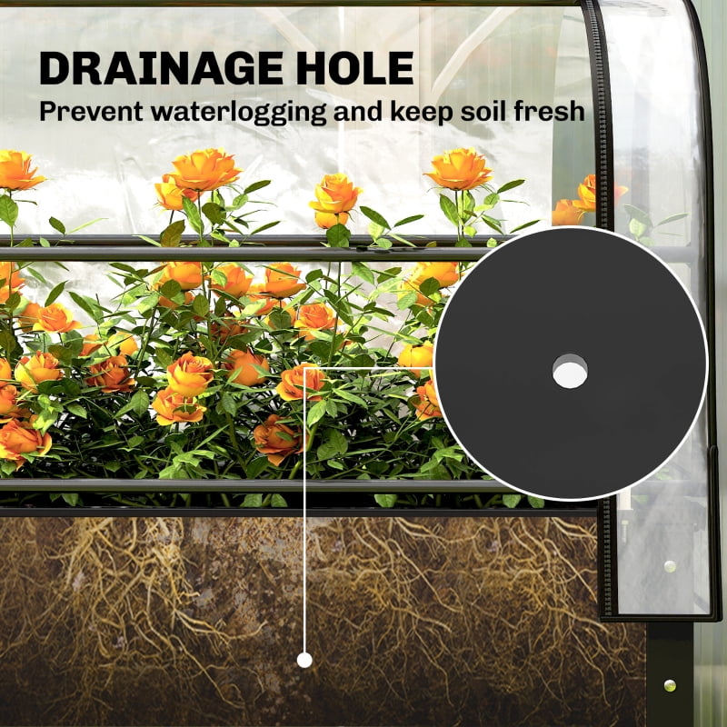 Alvantor Black 40' L x 20' M x 54' H Elevated Raised Planter with Flip-Up Greenhouse Cover
