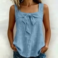 thumbnail image 5 of Kilaqueen Womens Bow Tie Front Tank Tops Summer Dressy Solid Color Square Neck Sleeveless Tunic Blouses Lightweight Loose Fit Casual Going Out Cami Gauze Shirts, 5 of 7