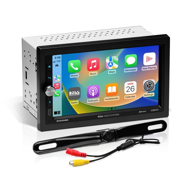 BOSS Audio Systems BVB9358RC - Estéreo de Coche - Doble DIN, visualización táctil de 6.2 Pulgadas, Bluetooth, Reproductor de CD DVD, Receptor de Radio Am/FM, cámara de Respaldo, Control Remoto