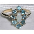 thumbnail image 4 of LBG British Made 14k Yellow Gold Womens Ring Natural Opal & Blue Topaz Statement Ring - 33 size options - Size 7.5, 4 of 5
