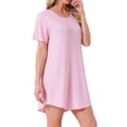thumbnail image 4 of Camisón T-shirt de mujer Inspire Chic, vestido de pijama de rayas coloridas, camisón de manga corta, 3XL, rosa, 4 of 6