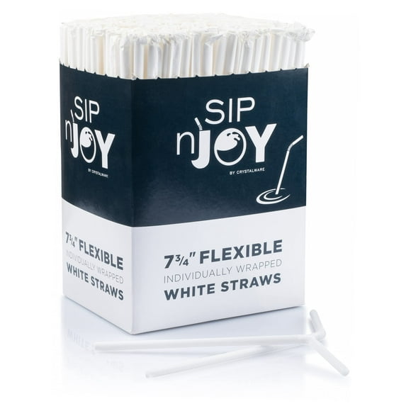 Pajitas para beber Crystalware, plástico flexible, 7.75 pulgadas, paquete de 380