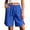 Blue, variant on Womens Solid Drawstring Elastic Waist Knee Length Bermuda Shorts Side Split Hem Dual Side Hand Pockets Lightweight Woven Loose Fit Summer Casual Short Bottoms