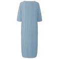 thumbnail image 3 of Fangasis Ladies Midi Dress Crew Neck Dresses Plain Women Relaxed Sundress Loose Fit Spring Shirt Light Blue 4XL, 3 of 4