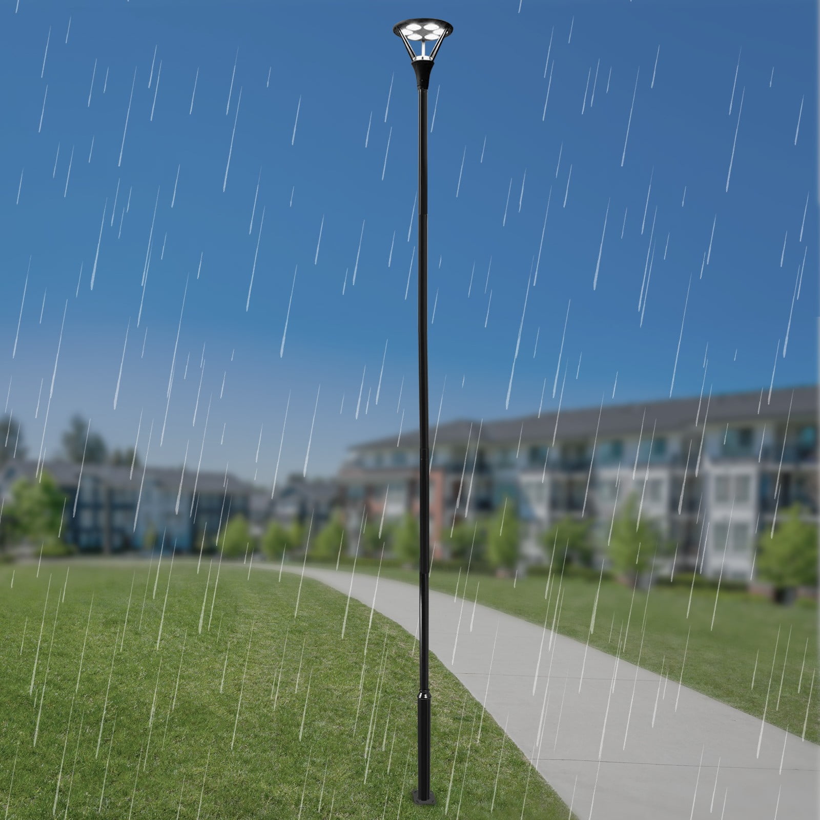 Modern Black Floor Mounted Courtyard Lighting Post Outdoor 6M Split Street Light Pole Size Pole 114+76mm