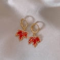 thumbnail image 7 of YYKihy Red Maple Earrings Thanksgiving Earrings For Women Fall Maple Earrings Statement Stud Earrings For, 7 of 7
