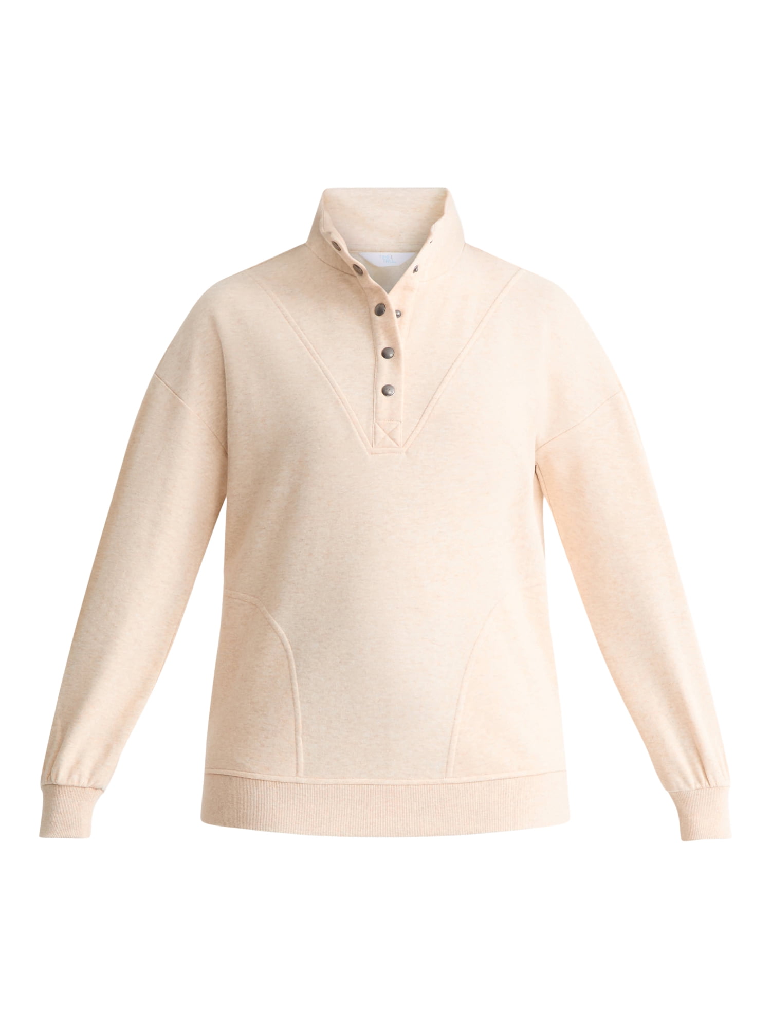 Time and Tru Women's Fashion Terry Snap Sweatshirt, Sizes XS-XXXL