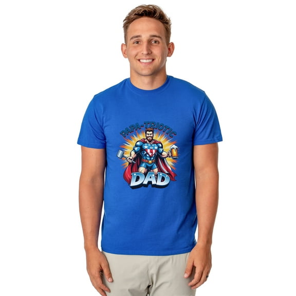 Papa-Triotic Dad Men's Superhero Patriotic Father 4th of July Parody Funny T-Shirt