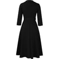 thumbnail image 4 of Women‘s A-Line Dress with Belt, 3/4 Sleeve Flared Dress for Wedding Guest & Office, Semi-Formal Dress, 4 of 7