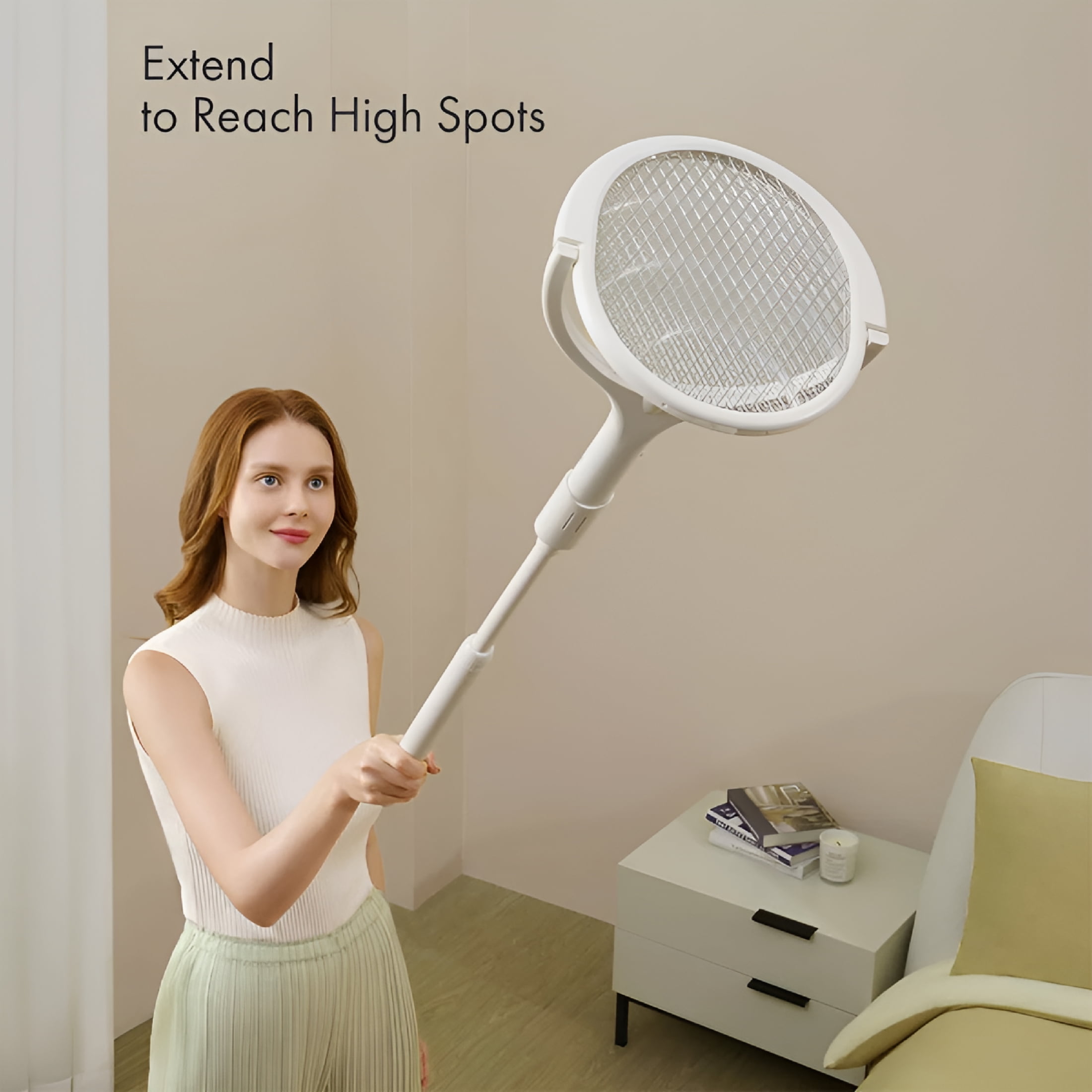 HBMYN GeckoMan Rotating Head Electric Fly Swatter with Telescopic Extension