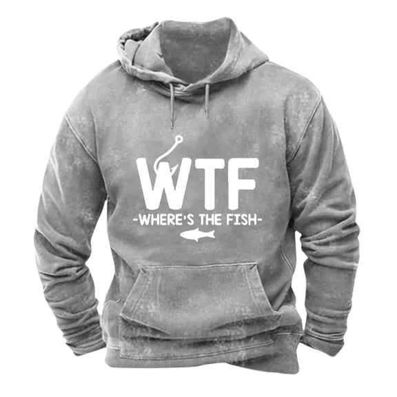 ZVNAΖH Men's Funny Fishing Graphic Hooded Sweatshirt, Long Sleeve Casual Pullover with Kangaroo Pocket, M-3XL