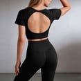 thumbnail image 6 of Workout Sets Womens Running Yoga 2 Piece Outfits Cutout Back Crop Tops High Waist Legging Set Black, 3XL, 6 of 7