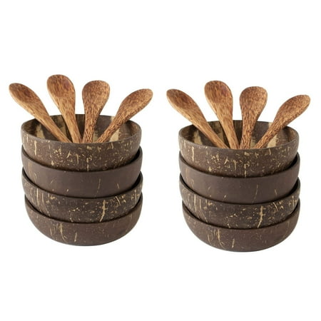 

Coconut Bowls and Spoon Set Salad Smoothie Mixing Dessert Fruit Ice Cream Snack Bowl for Kitchen Dining 8 Set
