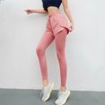 thumbnail image 4 of Pantalones deportivos para mujer falsos 2 piezas de pantalones de yoga de alta elasticidad pantalones deportivos para correr pantalones de color sólido, 4 of 5