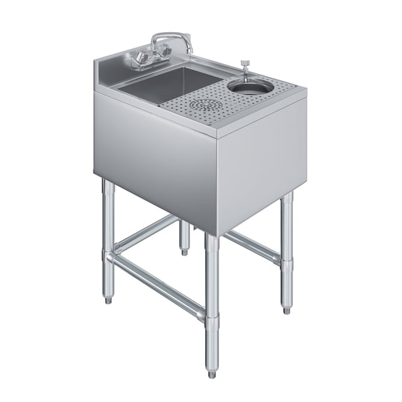 AmGood 22 in. x 18 in. Mixology Station - Underbar Hand Sink with Glass Rinser and Dipper Well