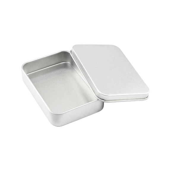 OCCOA Rectangular Tin Storage Box with Clear Window Lid 3.46x2.36x0.71in, Portable Metal Organizer for Jewelry Press-On Nails, Multi-Purpose Storage Case, D