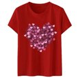 thumbnail image 1 of YDLCAFD T-Shirts Graphiques de Pâques pour Femmes, Manches Courtes, Imprimé Cœur, 1 of 4