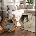 thumbnail image 5 of 25.98'' Shaped Modern Pet Furniture Cat Kennel Side Table MDF Multi-Purpose Furniture Antique Wood Color, 5 of 12