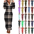 thumbnail image 1 of Xcmzpl Pyjama une-Pièce en Molleton pour Femmes, Sherpa Duveteux à Fermeture Éclair, à Capuche, Combinaison une Pièce à Jambes, Chaud, Bas Resserré, Vêtement de Nuit avec Poches, 1 of 7