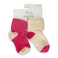 thumbnail image 2 of Sierra Socks Toddler Combed Cotton Ribbed Turn Cuff 2-Pack Socks (Fuchsia/Cream, 1-2 years (Fits Shoe Size 3-7)), 2 of 4