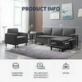 thumbnail image 2 of ijuicy Sectional Sofa Set,2PCS Living Room Furniture Couch Sets with Movable Storage Ottoman & Side Pockets,Include Sofa,Chair,Dark Gray, 2 of 7