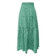 thumbnail image 4 of Unir Women Scattered Tiny Ditsy Floral Three Tier Flow Four Way Stretch Maxi Skirt Elastic High Waist Casual Long Bottom 1PC S-XL Plus Size Friendly, 4 of 5