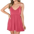 thumbnail image 2 of LOVZFMLL Women'S Solid Color Casual Pocket Suspender Romper Shorts Red L, 2 of 9