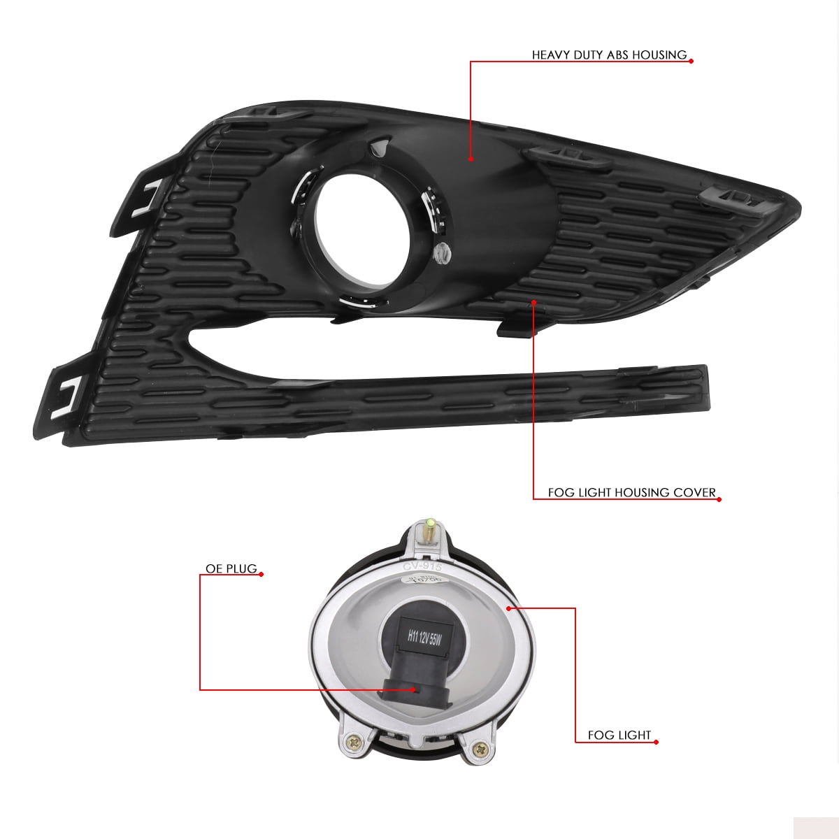 DNA Motoring FL-ZTL-271-CH For 2016 to 2018 Chevy Cruze Projector Front Driving Fog Light Lamp+Bezel+Switch 17