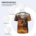 thumbnail image 3 of Zufioo Western Desert Cowboy Cloud Print Men's Baseball Short Sleeve, Moisture Wicking Button-Down Hip Hop Tee-XX-Large, 3 of 7