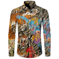 thumbnail image 3 of Camisa con botones y cuello vuelto para hombre con estampado 3D de tigre, estilo chino, vintage, de manga larga, para fiesta hawaiana, ropa de calle, 3 of 5