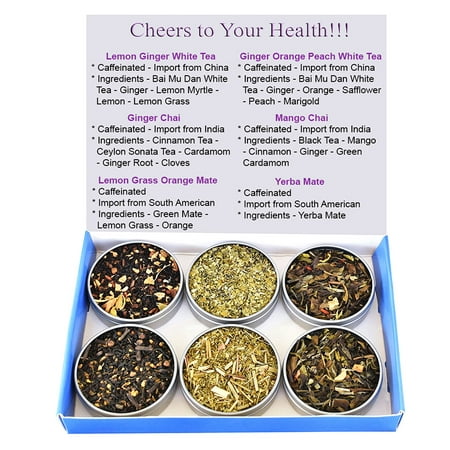 Organic Silver Needle White Tea - Tea Sampler - Mate - Ginger Chai - Mango Chai - White Tea - Silver Needle - Caffeinated - Gift Box - Loose Tea