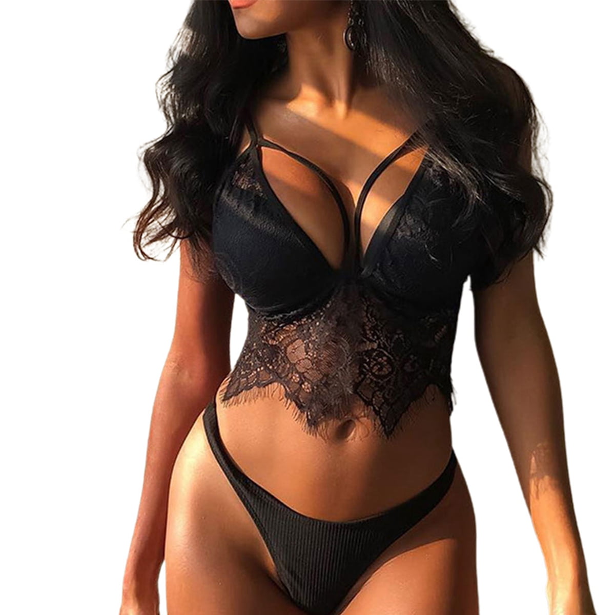 Binpure Lace Bra and High-waisted Panty Set | Women's Sexy Lingerie 2 Piece  Outfit
