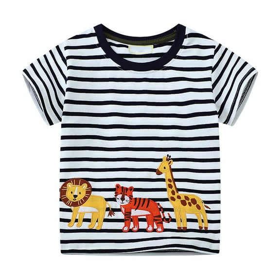 ZACPNCV Baby Boys T-Shirts Summer Short Sleeve Kids Casual Tee Shirts Cotton Tops Black 6 Years