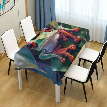 

BZSMCE Square Tablecloth Green Frog Plainting Pattern Tableclothes