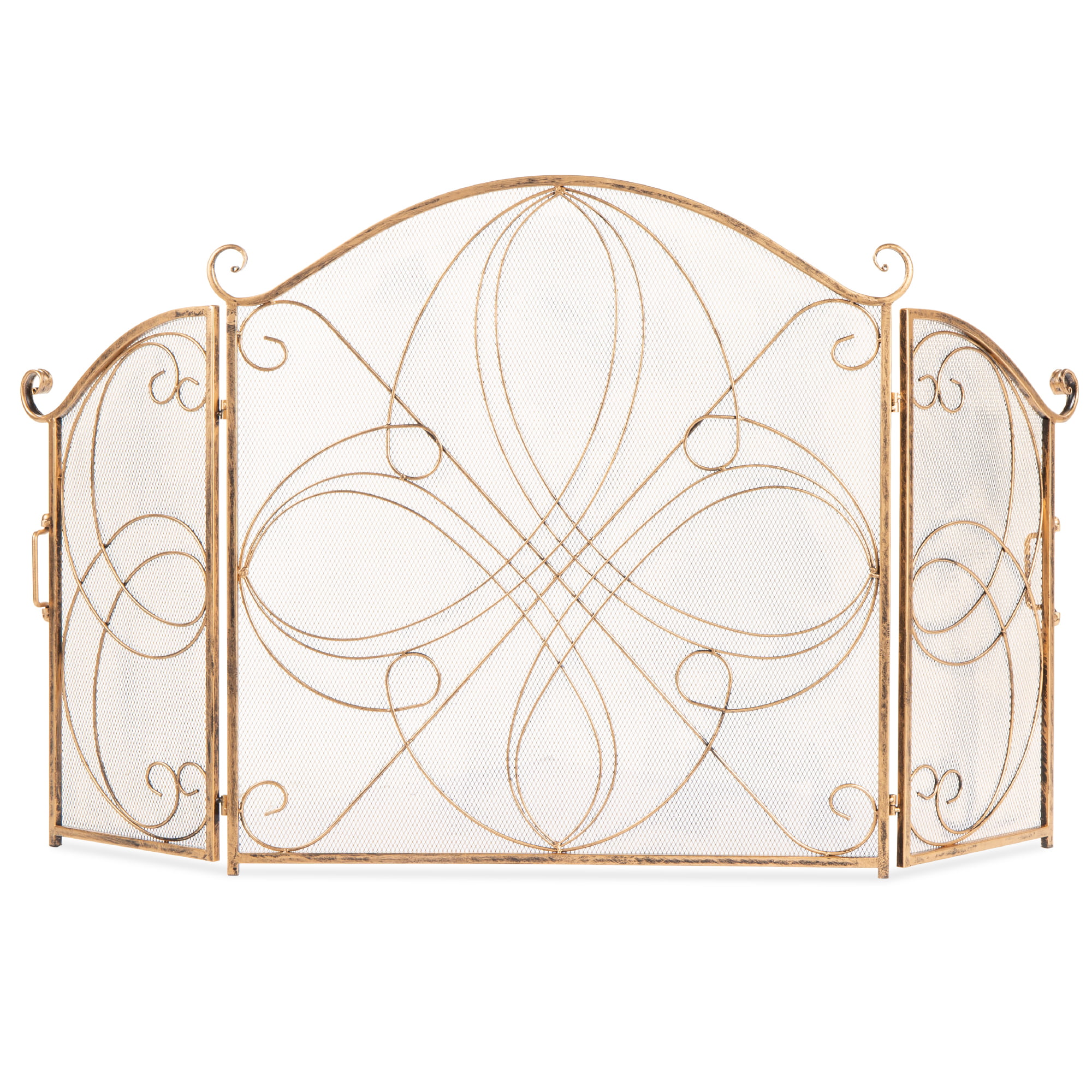 Fire Screen Brass Folding Panel Guard Sparkguard Cover New By Home Discount 