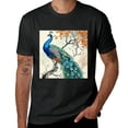 thumbnail image 2 of PIKWEEK Qi Xiang blue peacock bird animal picture, design shirt, artistic display, T-shirt lover gift casual breathable men, women, boys, girls, children Black, 2 of 4