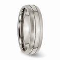 thumbnail image 4 of Grey Titanium Ring Band Wedding Grooved 6mm Brushed and Polished, 4 of 6
