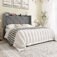 thumbnail image 2 of Sha Cerlin Queen Size Velvet Upholstered Bed Frame with Charging Station, Modern Wingback Storage Headboard, Diamond Stitched & Gold Trim, No Box Spring Needed, Easy Assembly, Gray, 2 of 9