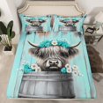 thumbnail image 2 of Homewish Little Rustic Cow Full Size Sheets for Kids, Cartoon Cyan Flower Bed Sheets, Countryside Theme Sheet Sets, Microfiber Bedroom Decor, 4 Pieces, 2 of 7