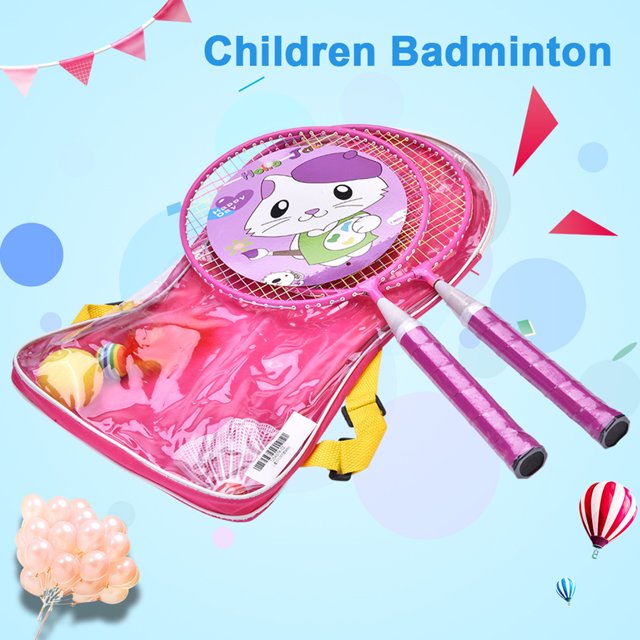 Juego de bádminton para niños, 1 par de raquetas coloridas para niños, diseño fácil de usar de bádminton para niños
