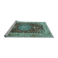 thumbnail image 2 of Ahgly Company Machine Washable Indoor Round Medallion Light Blue Traditional Area Rugs, 6' Round, 2 of 4