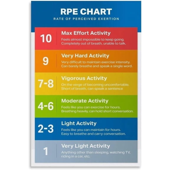 Rate of Perceived Exertion Scales Poster Rpe Chart Poster Wall Art for Living Room Bedroom Aesthetics Decor Posters