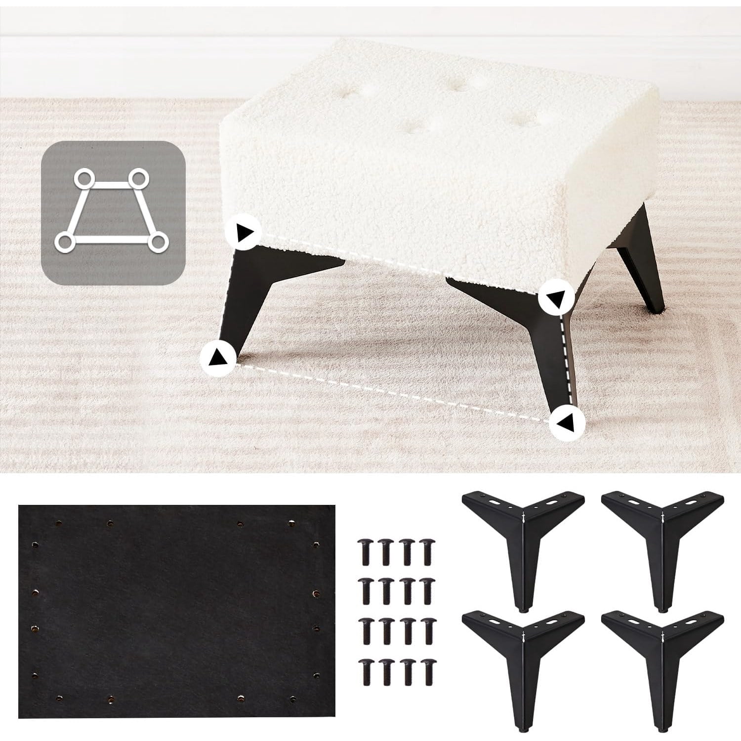 Ottoman with Iron Legs