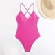 thumbnail image 5 of Traje de baño de una pieza para mujer, conjuntos de bikini para mujer, trajes de baño sin mangas de color liso extragrandes para mujer, conjunto de bikini con escote en V colgante, traje de baño sin m, 5 of 6