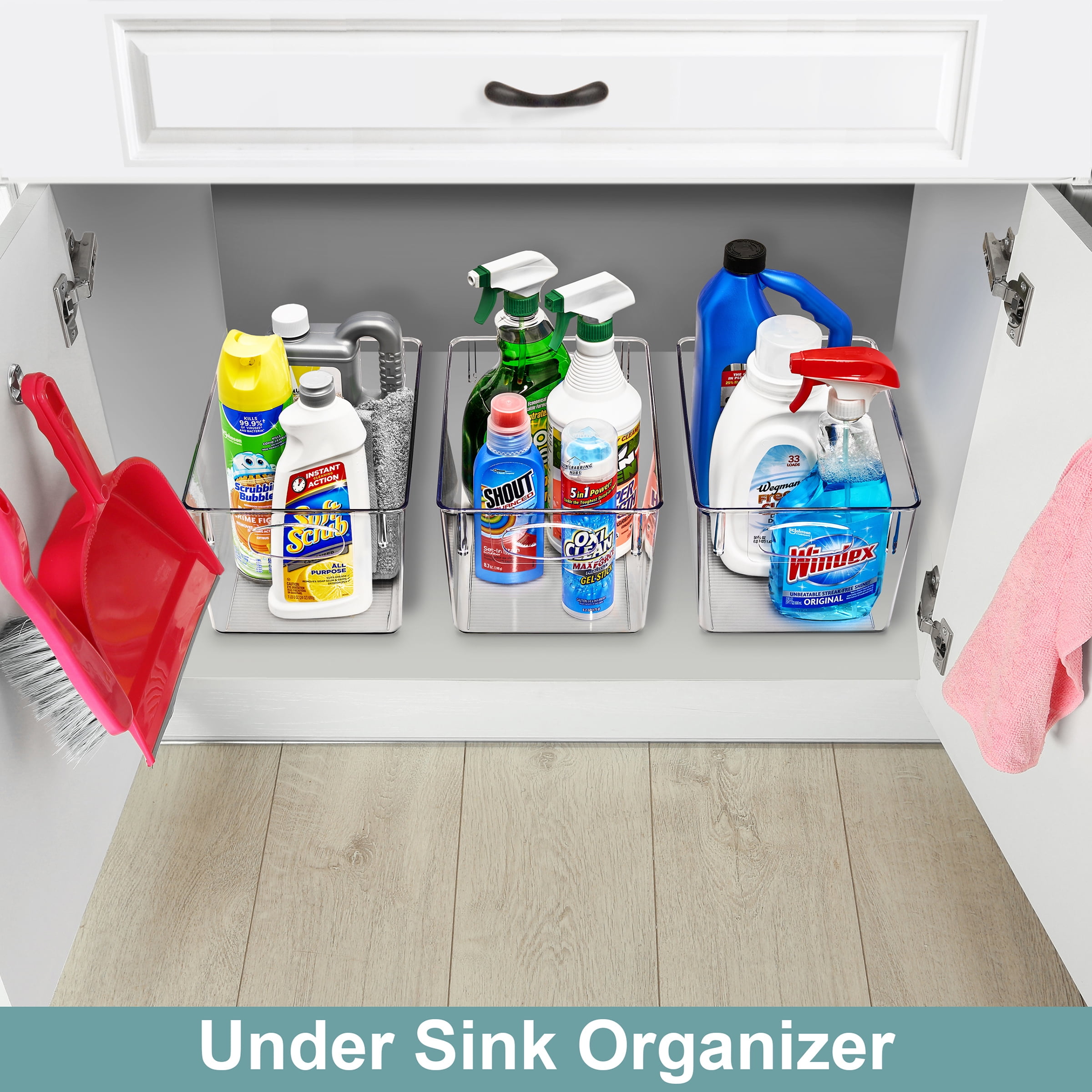Sorbus 4 Pack Large Clear Plastic Storage Bins, Clear Organizer Bins with Handle for Kitchen, Pantry, Cabinet, Refrigerator, Craft, Toys, Clothes, Closet, Under Sink, Bathroom Organizers and Storage