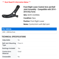 thumbnail image 2 of Front Right Lower Control Arm and Ball Joint Assembly - Compatible with 2014 - 2018 Kia Forte 2015 2016 2017, 2 of 2