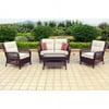 4 Pc Kd Deep Seating Wicker Chat Set