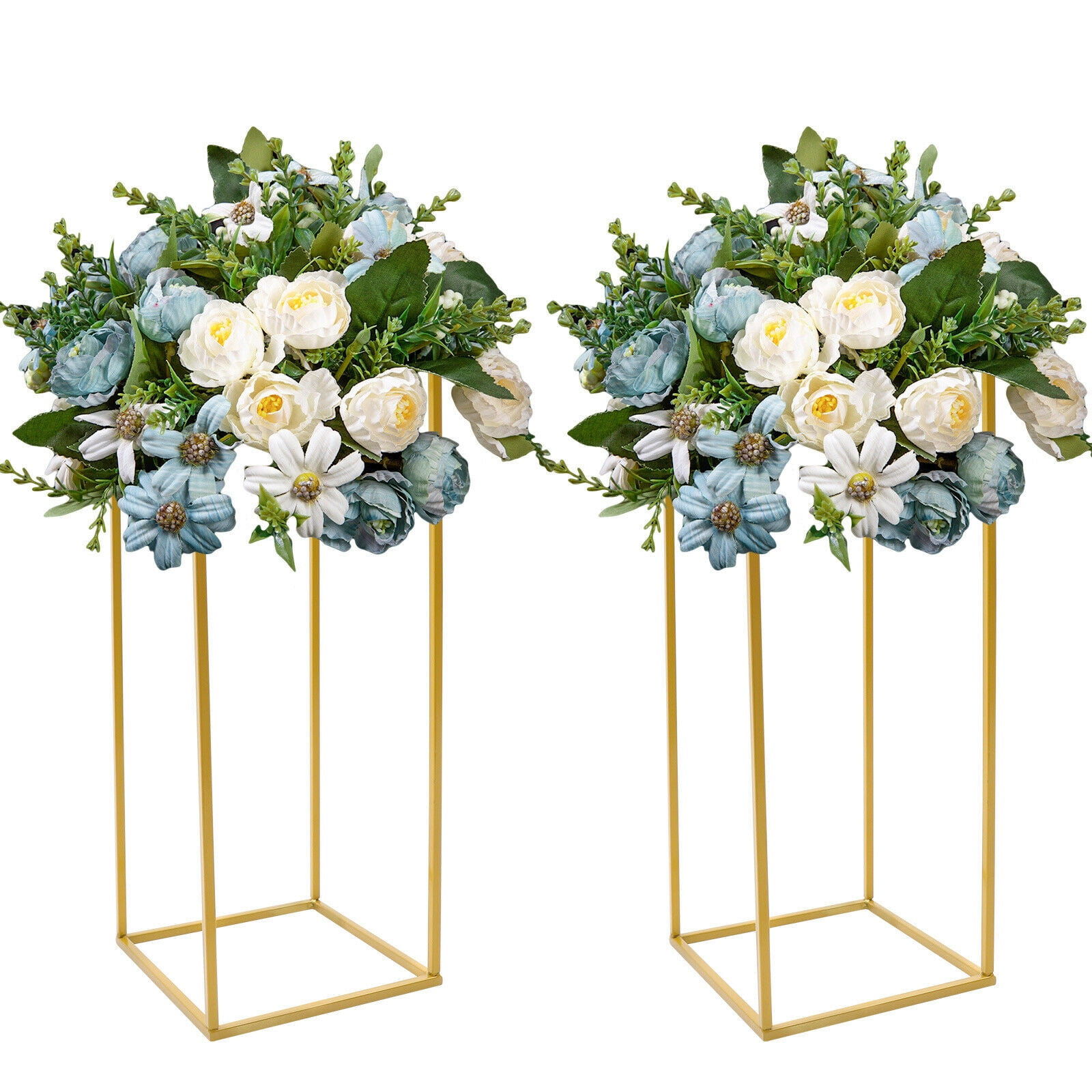 Oukaning 2pcs Wedding Rectangle Flower Stand Wedding Artificial Flower