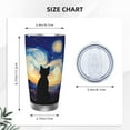 thumbnail image 4 of Balery Cat Under Starry Skies Pattern 20oz Insulated Car Cup with Dual Drink Lids, Stainless Steel Travel Mug Eco-Friendly and Leak-Proof-Straw Two-piece Set, 4 of 8